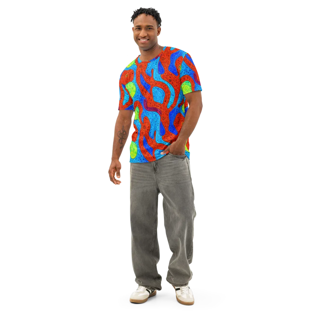 Amoeba Arcade on Men's Cotton Crew Neck T-Shirt — Front