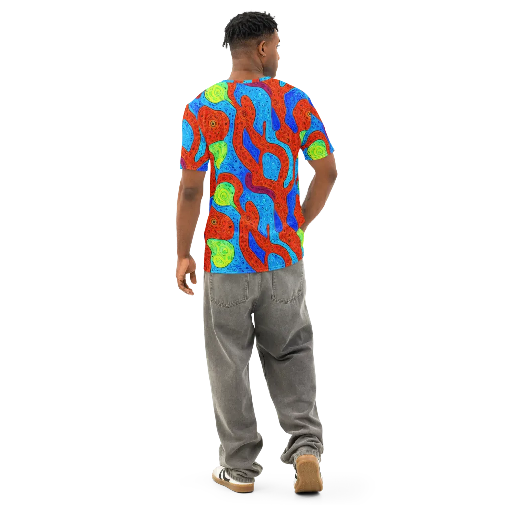 Amoeba Arcade on Men's Cotton Crew Neck T-Shirt — Back