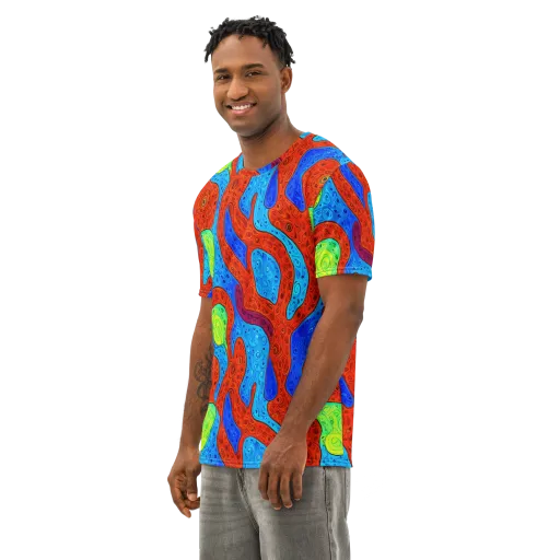 Amoeba Arcade on a Men's Cotton Crew Neck T-Shirt