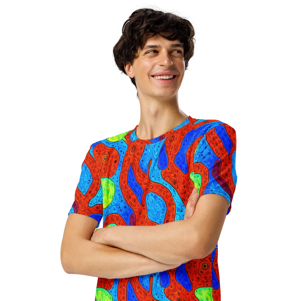 Amoeba Arcade on Men's Crew Neck T-Shirt — Left Front