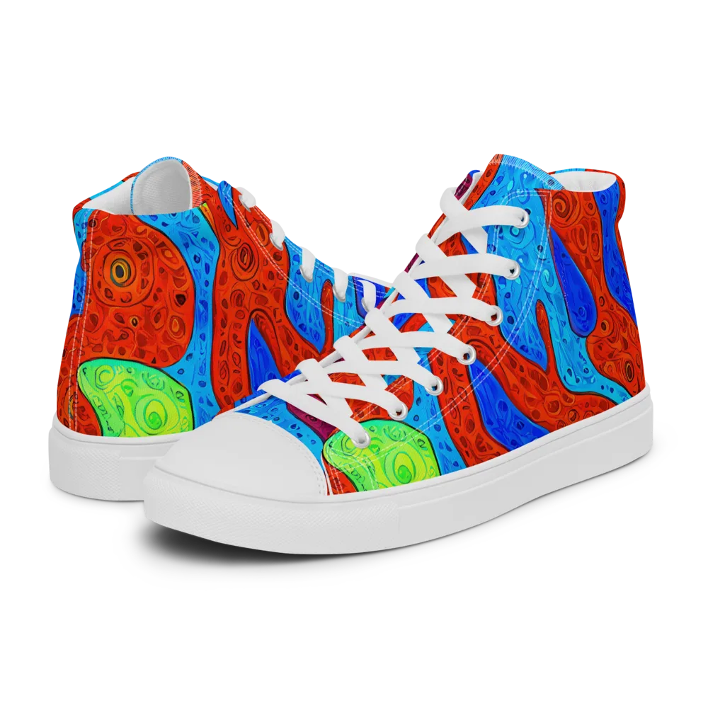 Amoeba Arcade on Men's High Top Canvas Shoes — Left