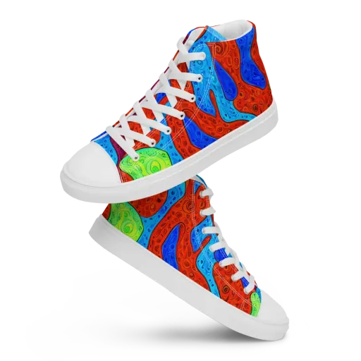 Amoeba Arcade on a Men's High Top Canvas Shoes