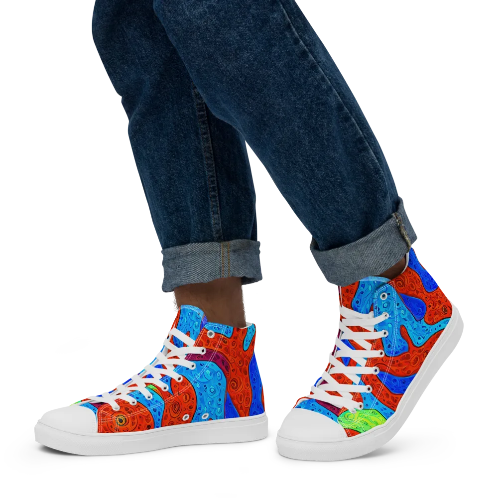 Amoeba Arcade on Men's High Top Canvas Shoes — Left