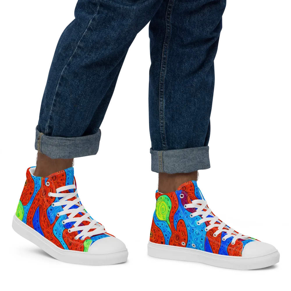 Amoeba Arcade on Men's High Top Canvas Shoes — Right