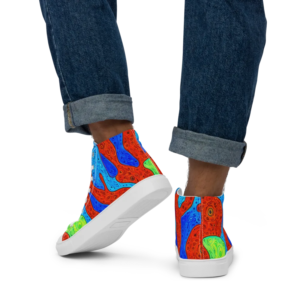 Amoeba Arcade on Men's High Top Canvas Shoes — Back