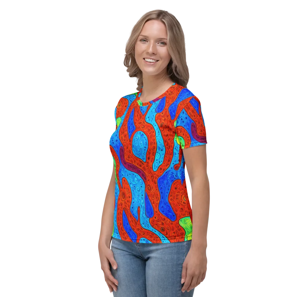 Amoeba Arcade on Women's Crew Neck T-Shirt — Left