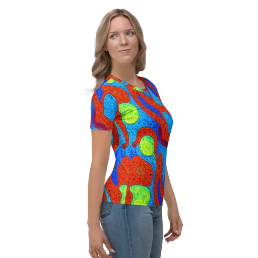 Amoeba Arcade on a Women's Crew Neck T-Shirt