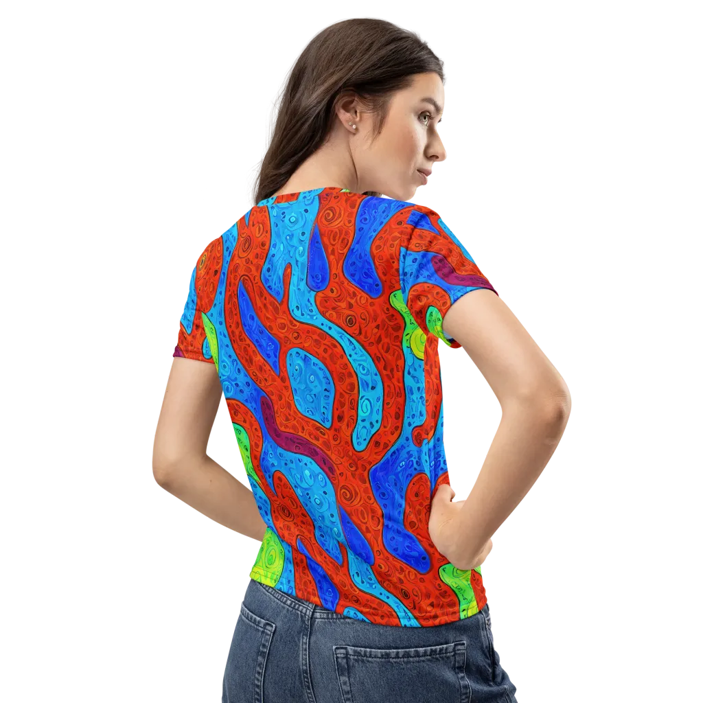 Amoeba Arcade on Women's Crew Neck T-Shirt — Back