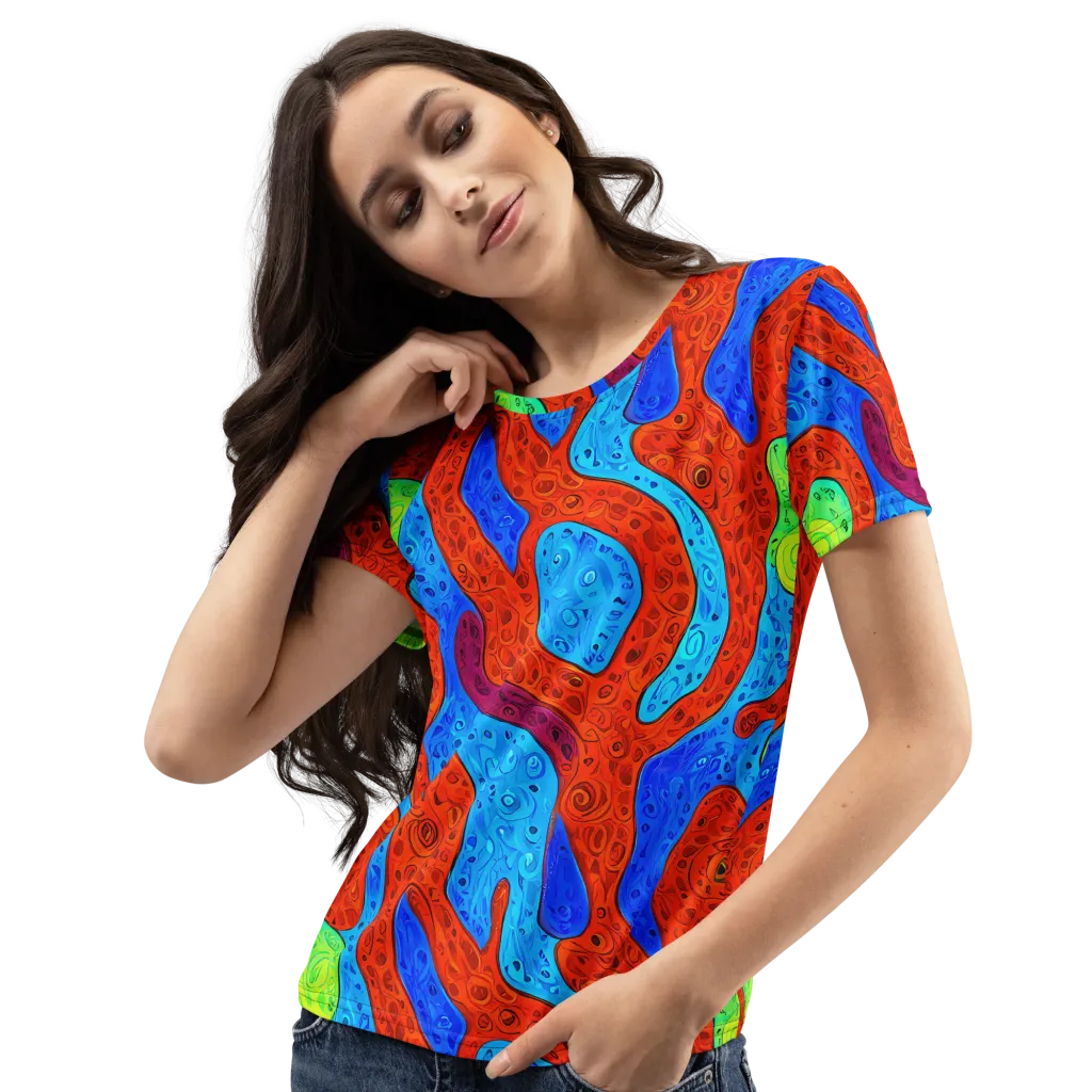Amoeba Arcade on Women's Crew Neck T-Shirt — Left Front