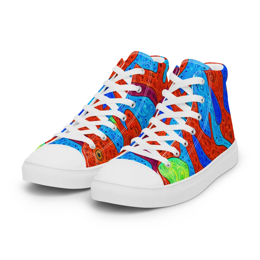 Amoeba Arcade on Women's High Top Canvas Shoes — Left Front