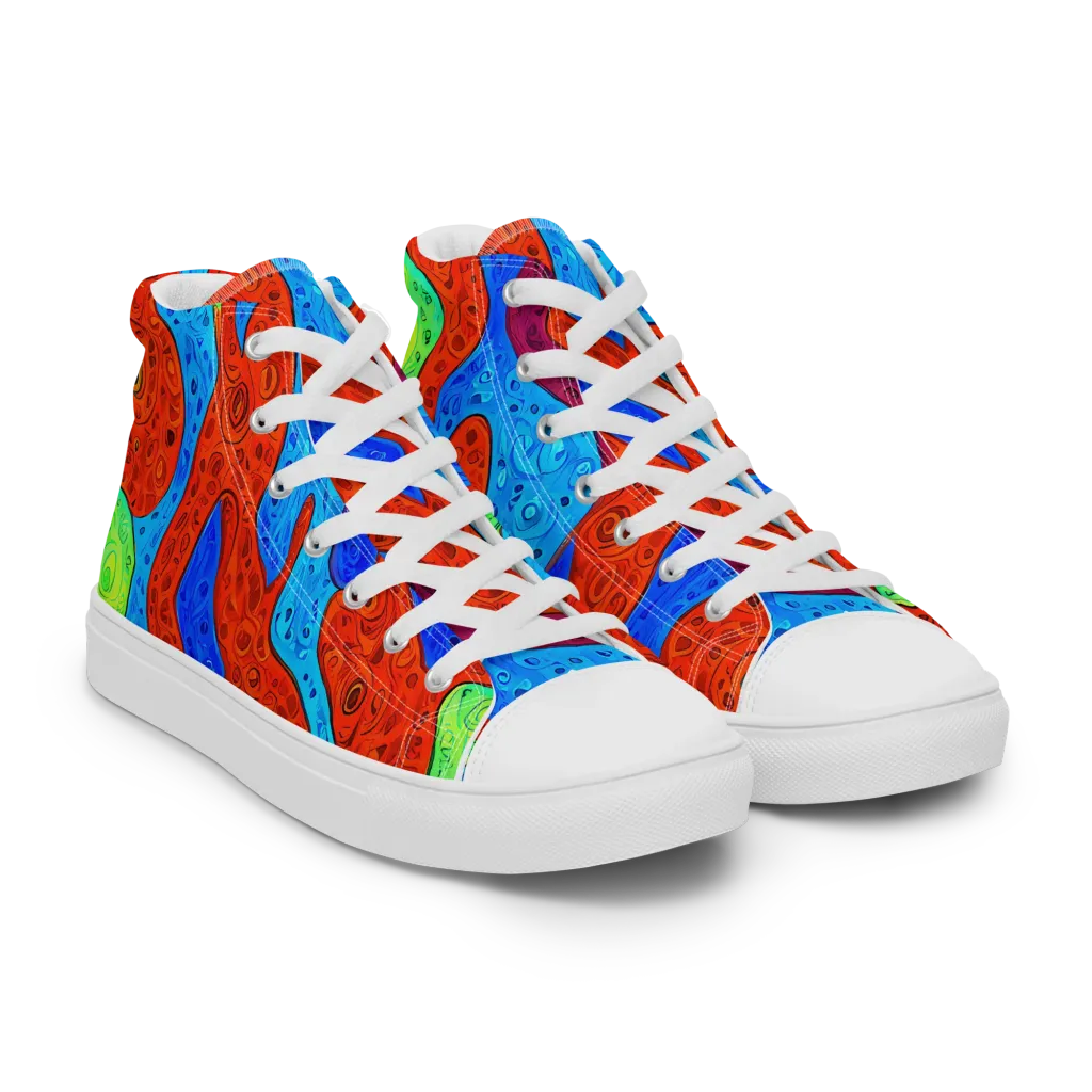 Amoeba Arcade on Women's High Top Canvas Shoes — Right Front