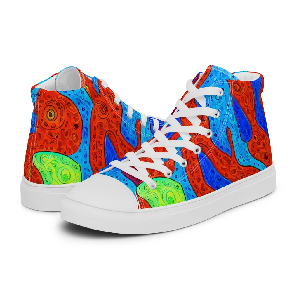 Amoeba Arcade on Women's High Top Canvas Shoes — Left