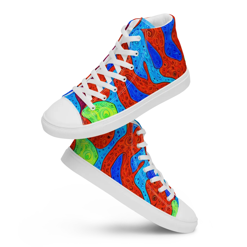 Amoeba Arcade on Women's High Top Canvas Shoes — Front