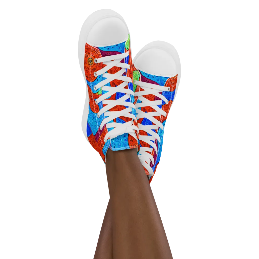 Amoeba Arcade on Women's High Top Canvas Shoes — Front