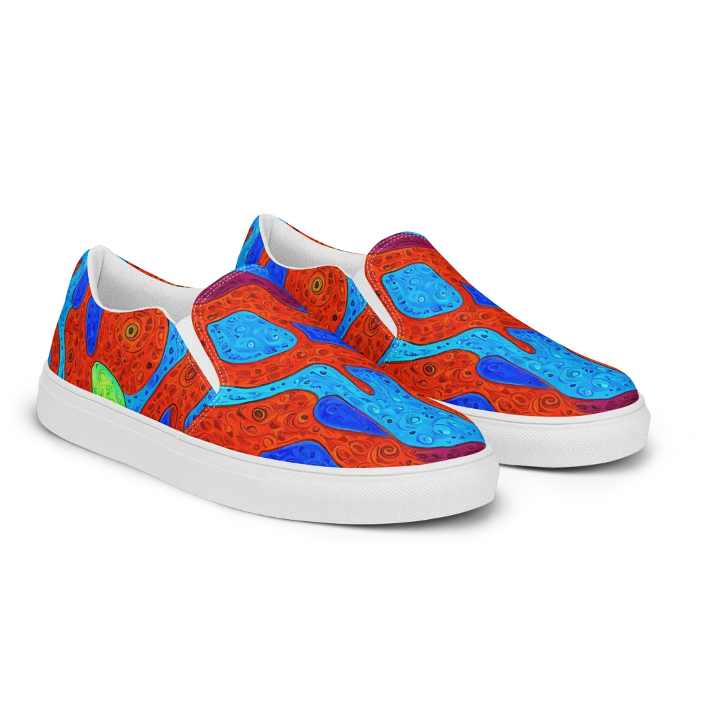 Amoeba Arcade on Men's Slip-On Canvas Shoes — Right Front