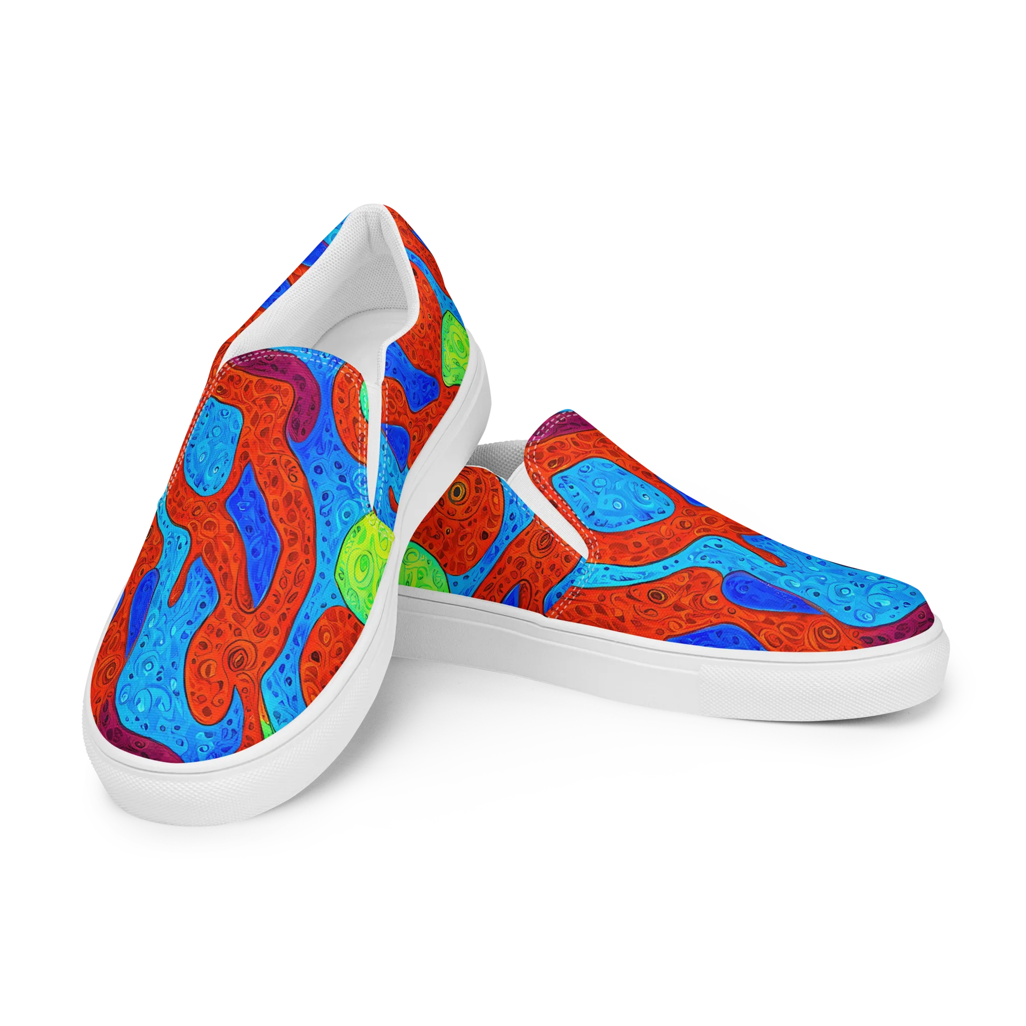 Amoeba Arcade on Men's Slip-On Canvas Shoes — Left Front
