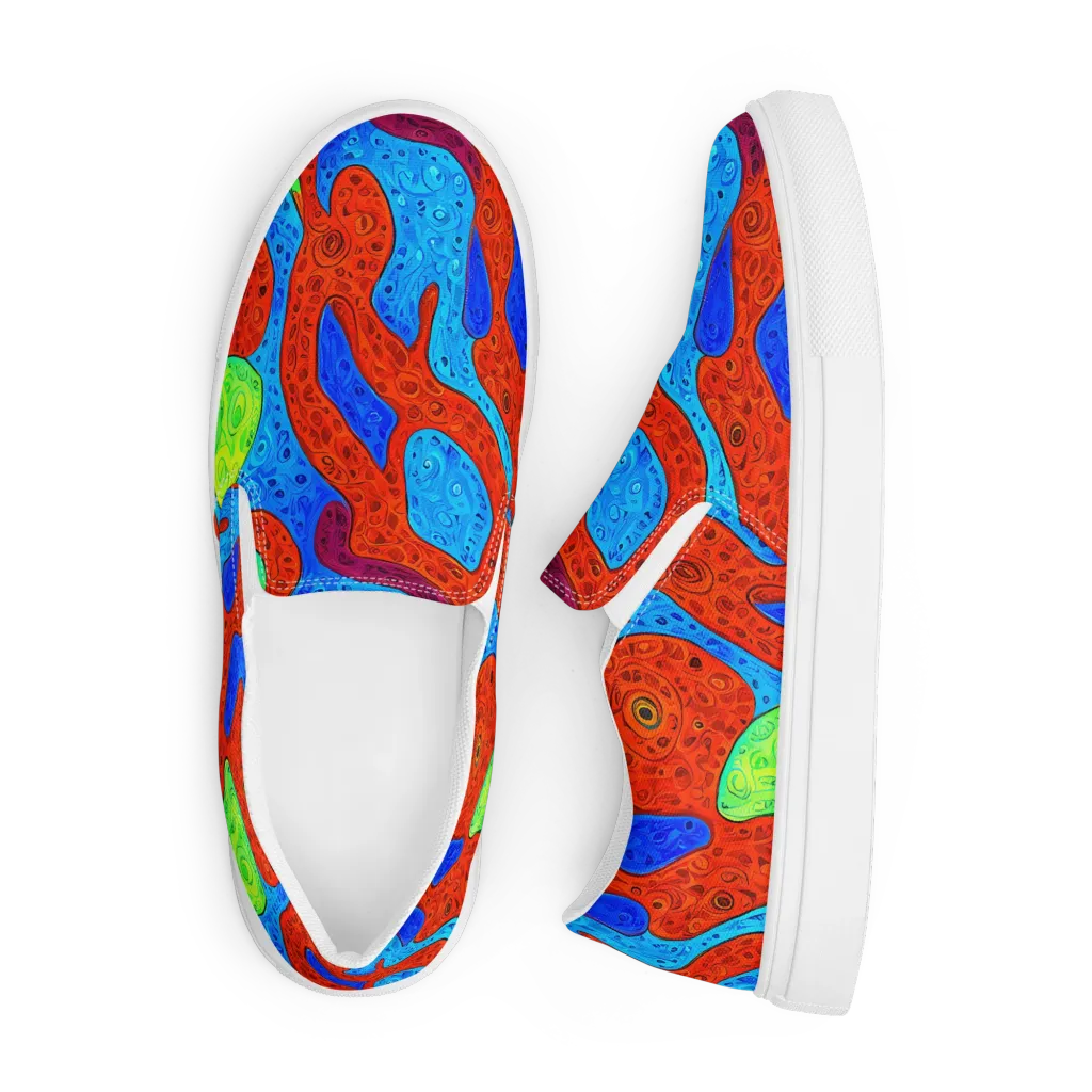 Amoeba Arcade on Men's Slip-On Canvas Shoes — Front