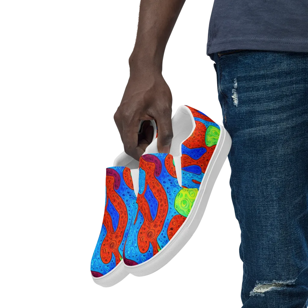 Amoeba Arcade on Men's Slip-On Canvas Shoes — Left Front