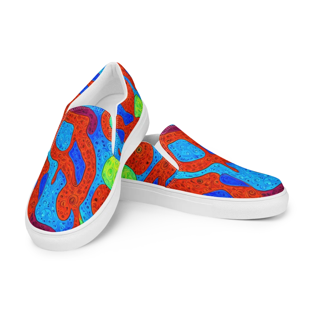 Amoeba Arcade on Women's Slip-On Canvas Shoes — Left Front