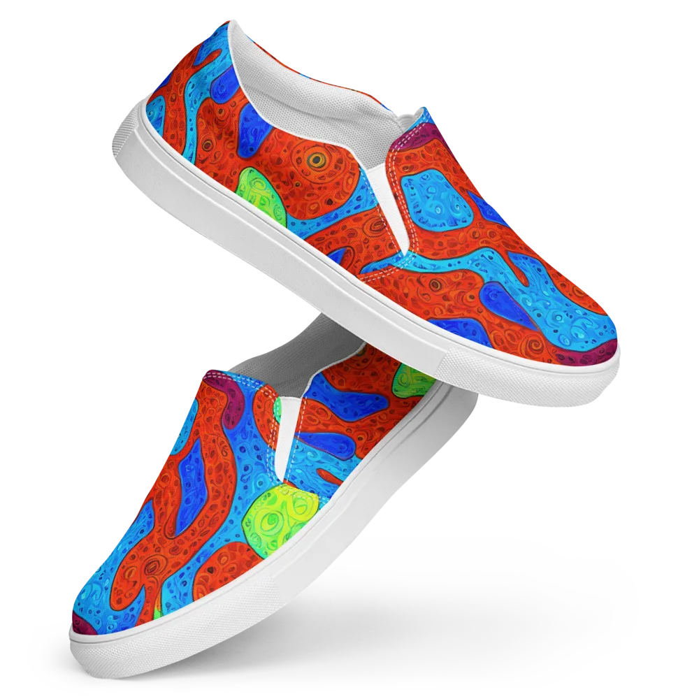 Amoeba Arcade on Women's Slip-On Canvas Shoes — Front