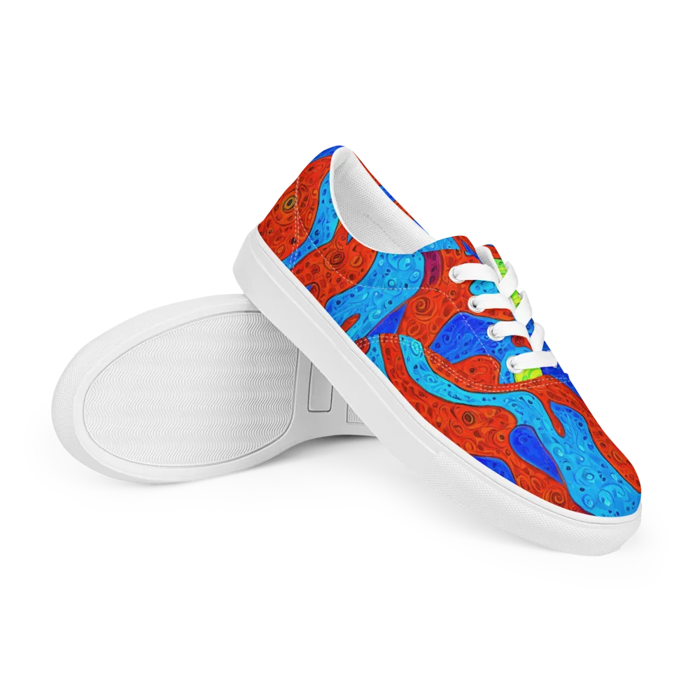 Amoeba Arcade on Men's Lace-Up Canvas Shoes — Right Front