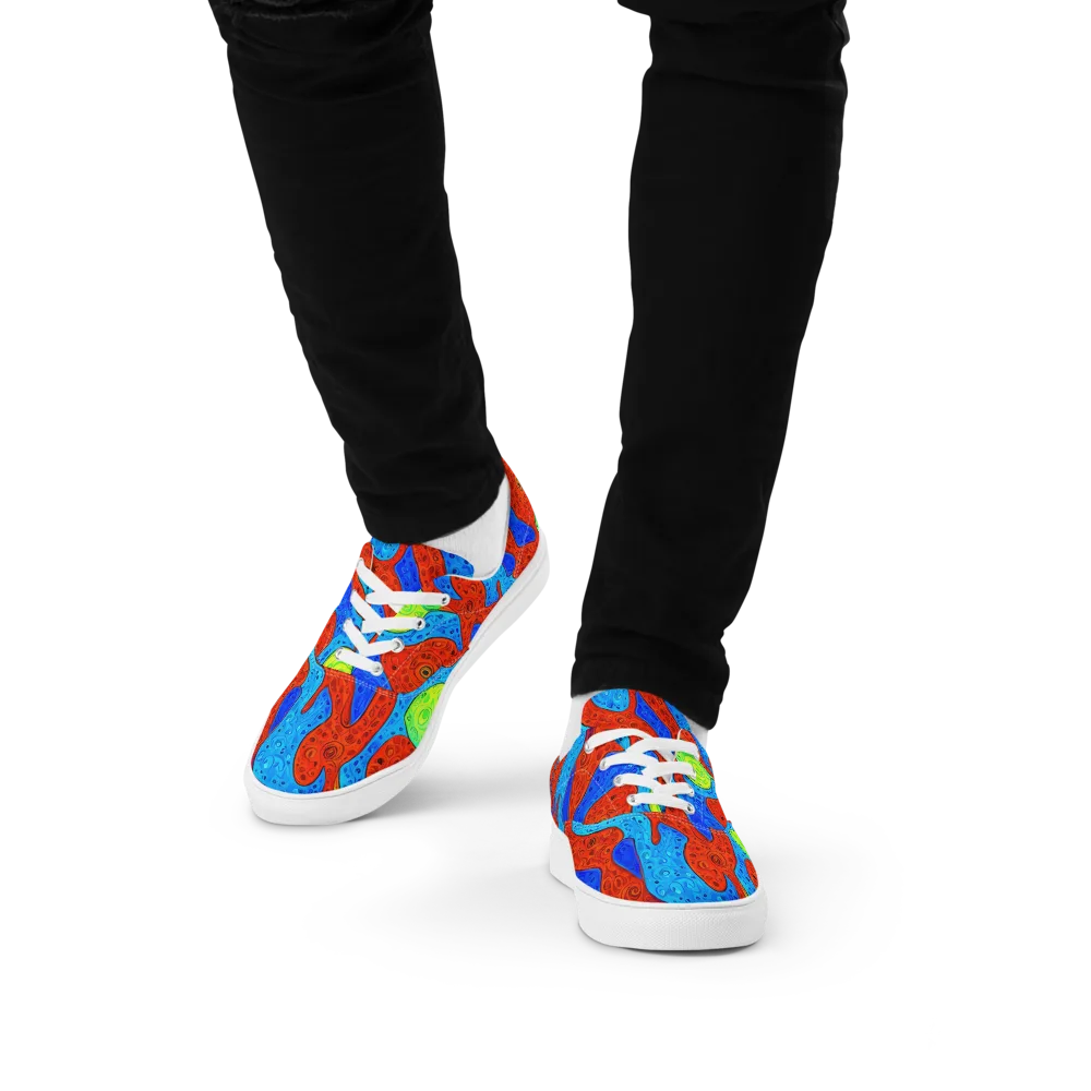 Amoeba Arcade on Men's Lace-Up Canvas Shoes — Front