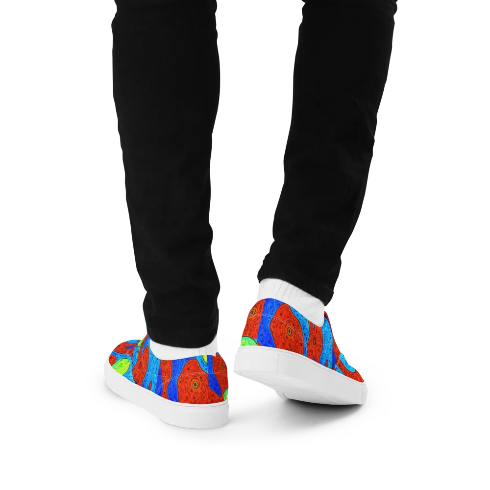Amoeba Arcade on Men's Lace-Up Canvas Shoes — Back