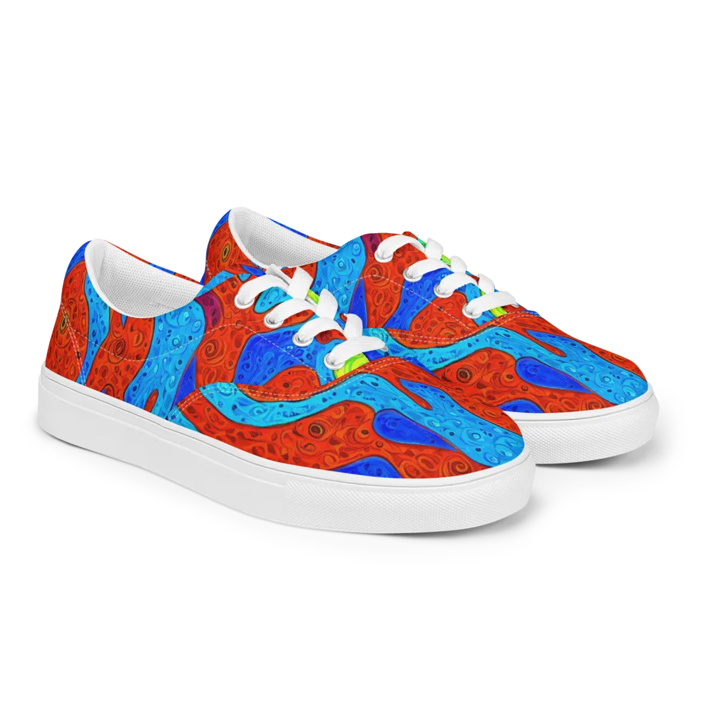Amoeba Arcade on Men's Lace-Up Canvas Shoes — Right Front