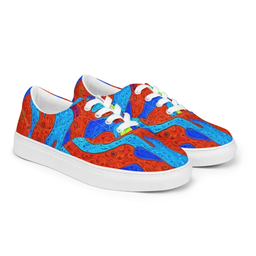 Amoeba Arcade on a Men's Lace-Up Canvas Shoes