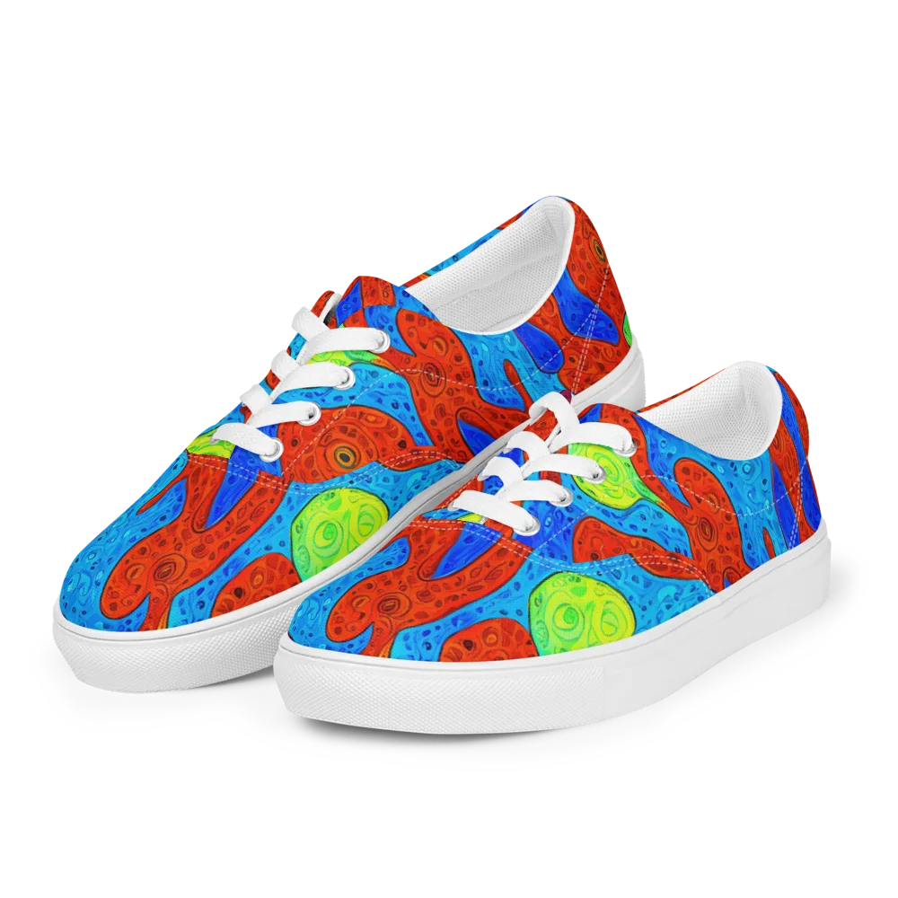 Amoeba Arcade on Men's Lace-Up Canvas Shoes — Left Front