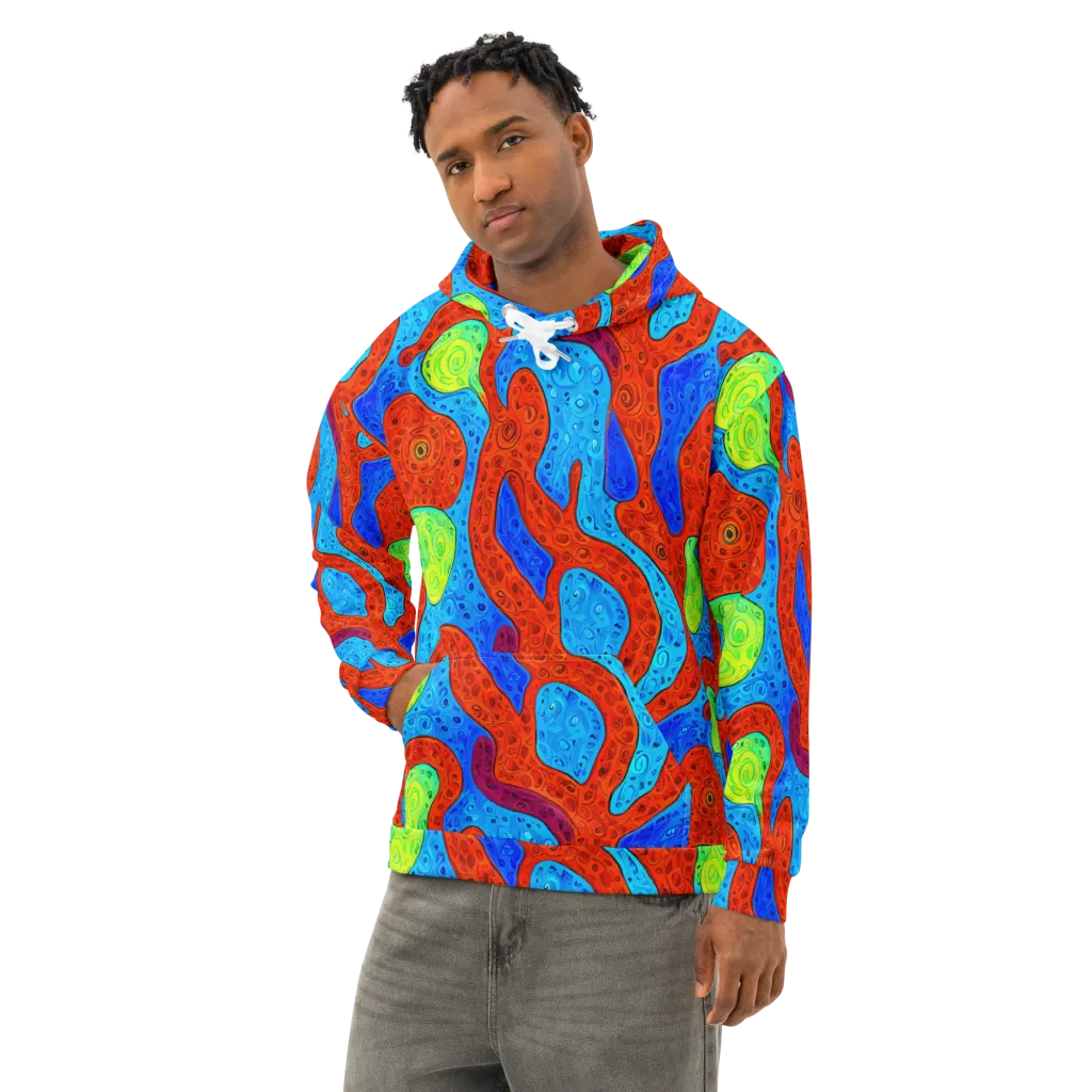 Amoeba Arcade on Cotton Hoodie — Left Front