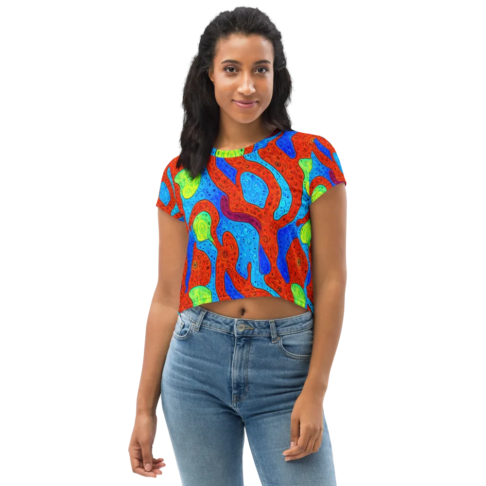 Amoeba Arcade on Crop Tee — Front