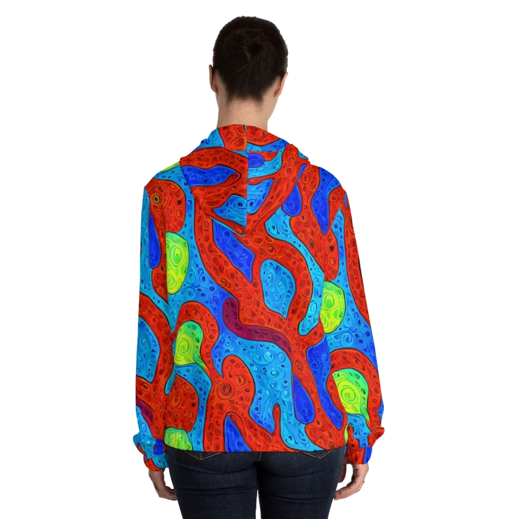 Amoeba Arcade on Women's Full-Zip Hoodie — Back On Person