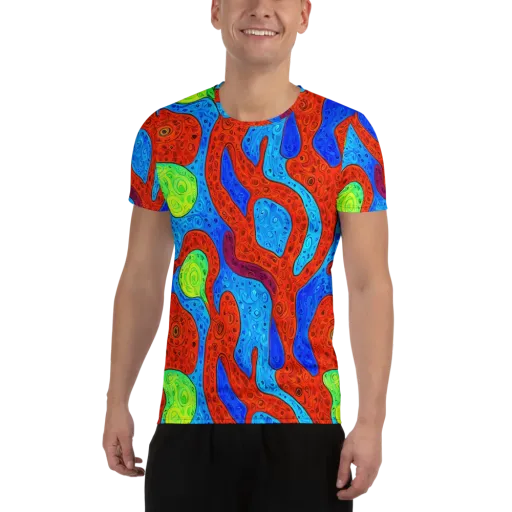 Amoeba Arcade on a Men's Athletic T-Shirt