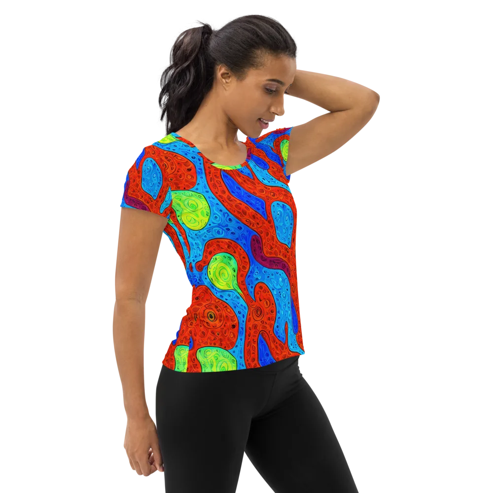 Amoeba Arcade on Women's Athletic T-Shirt — Right
