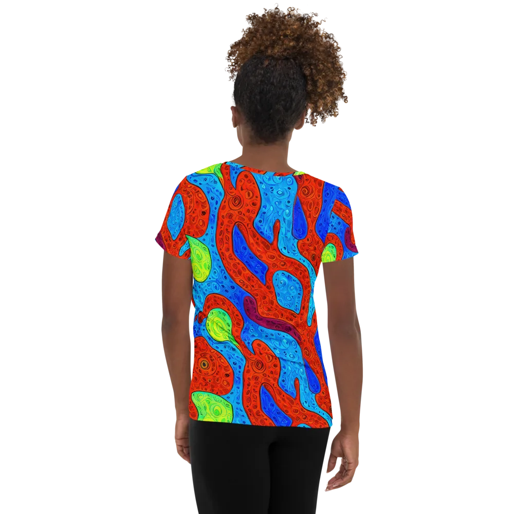 Amoeba Arcade on Women's Athletic T-Shirt — Back