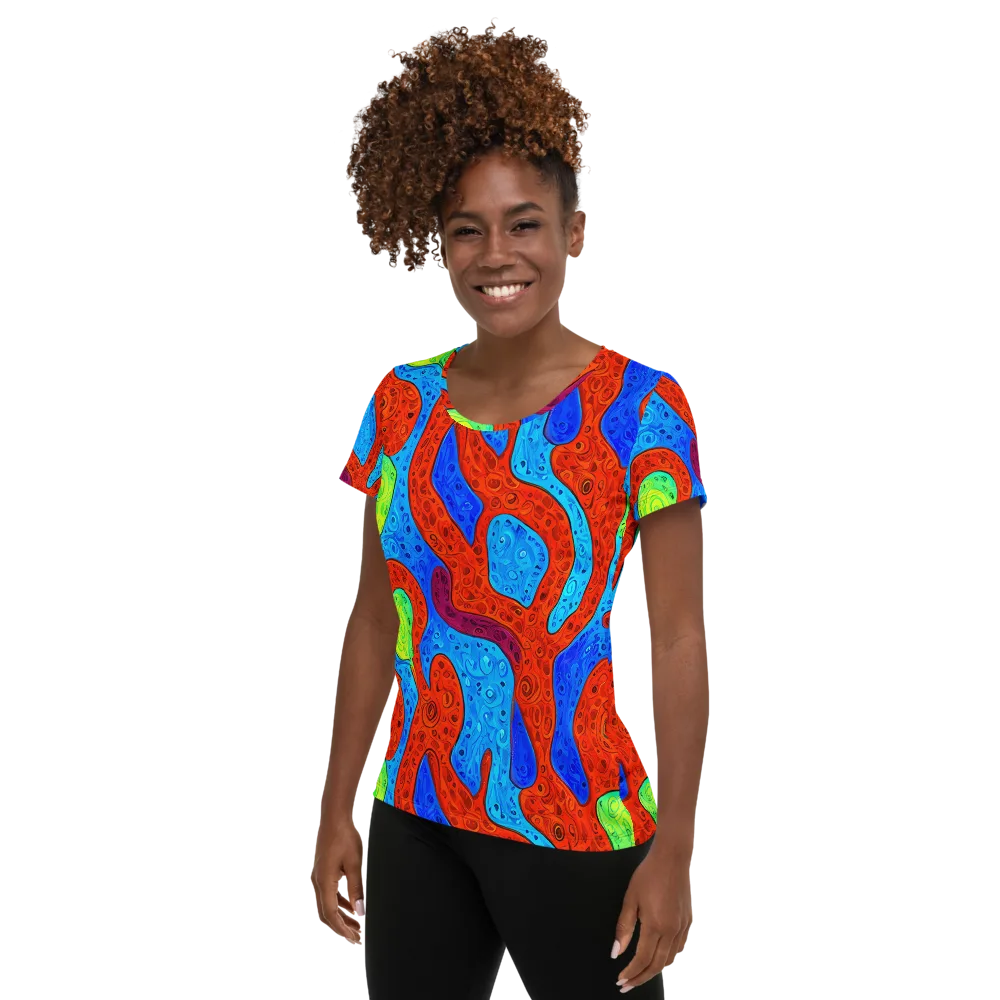 Amoeba Arcade on Women's Athletic T-Shirt — Left