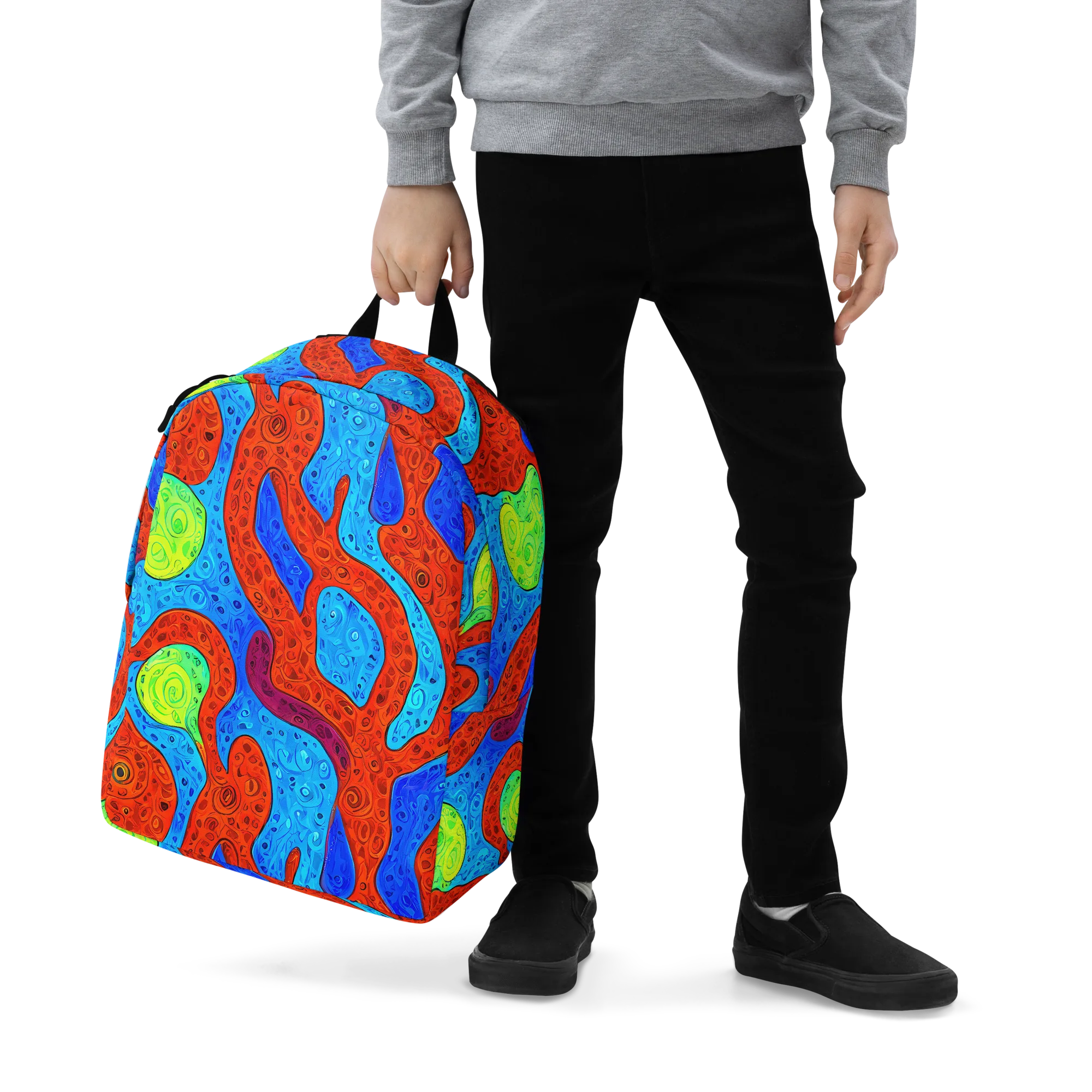 Amoeba Arcade on Minimalist Backpack — Zoomed-in