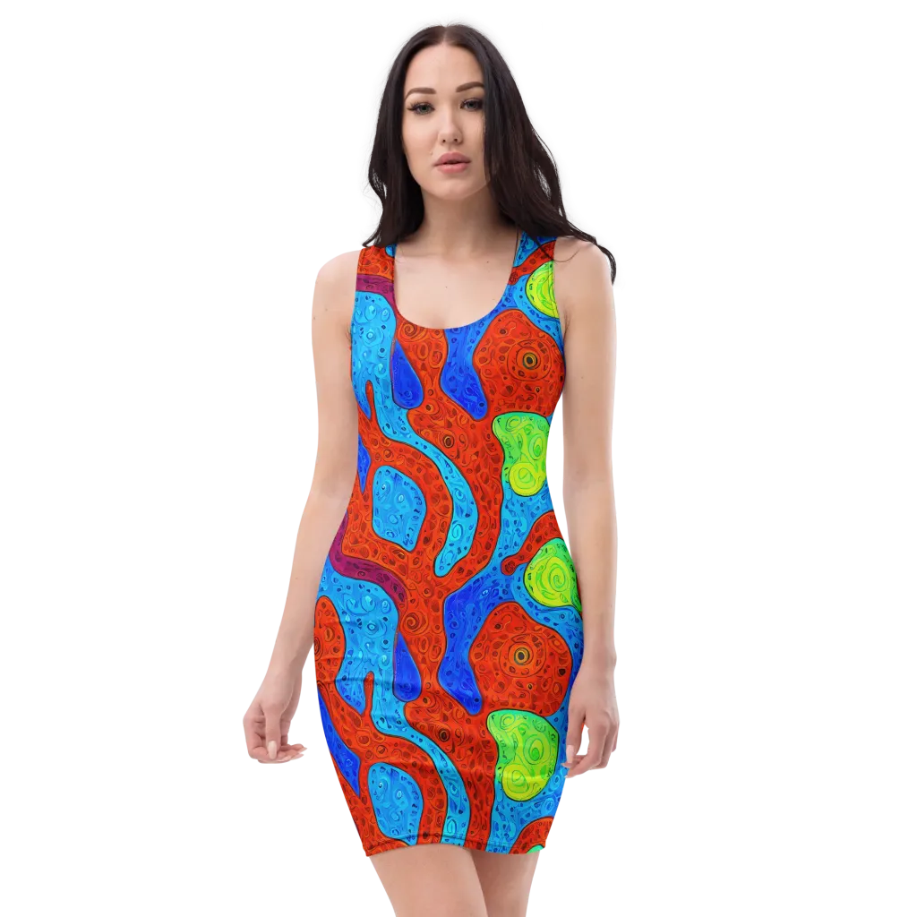 Amoeba Arcade on Bodycon Dress — Front