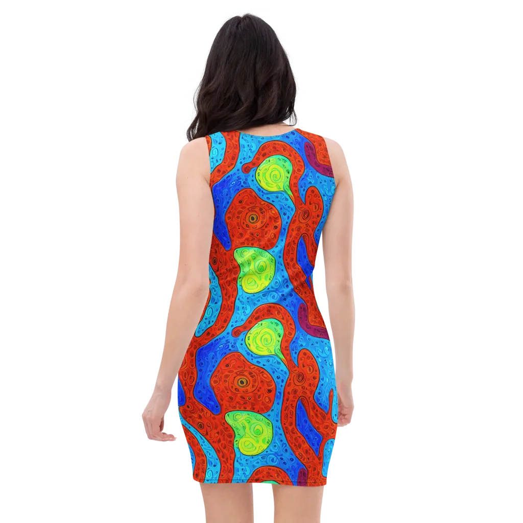 Amoeba Arcade on Bodycon Dress — Back