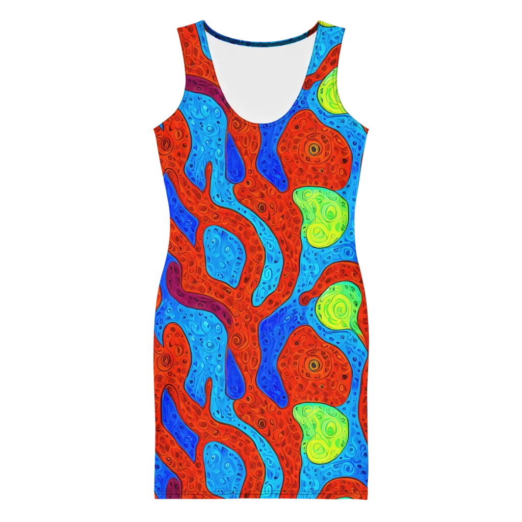 Amoeba Arcade on Bodycon Dress — Front