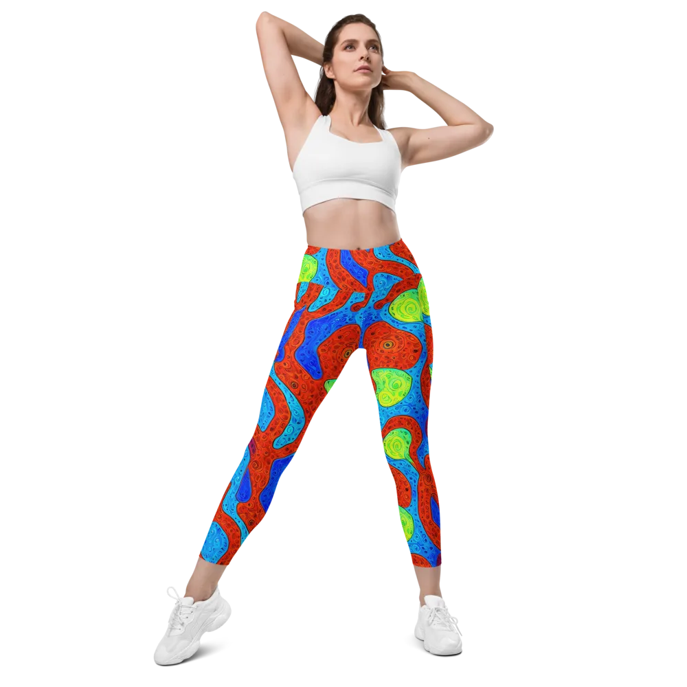 Amoeba Arcade on Leggings with Pockets — Front