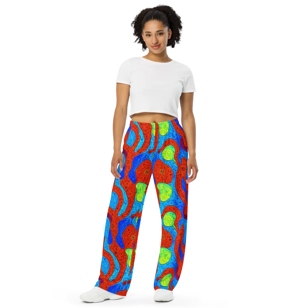 Amoeba Arcade on Wide-Leg Pants — Front