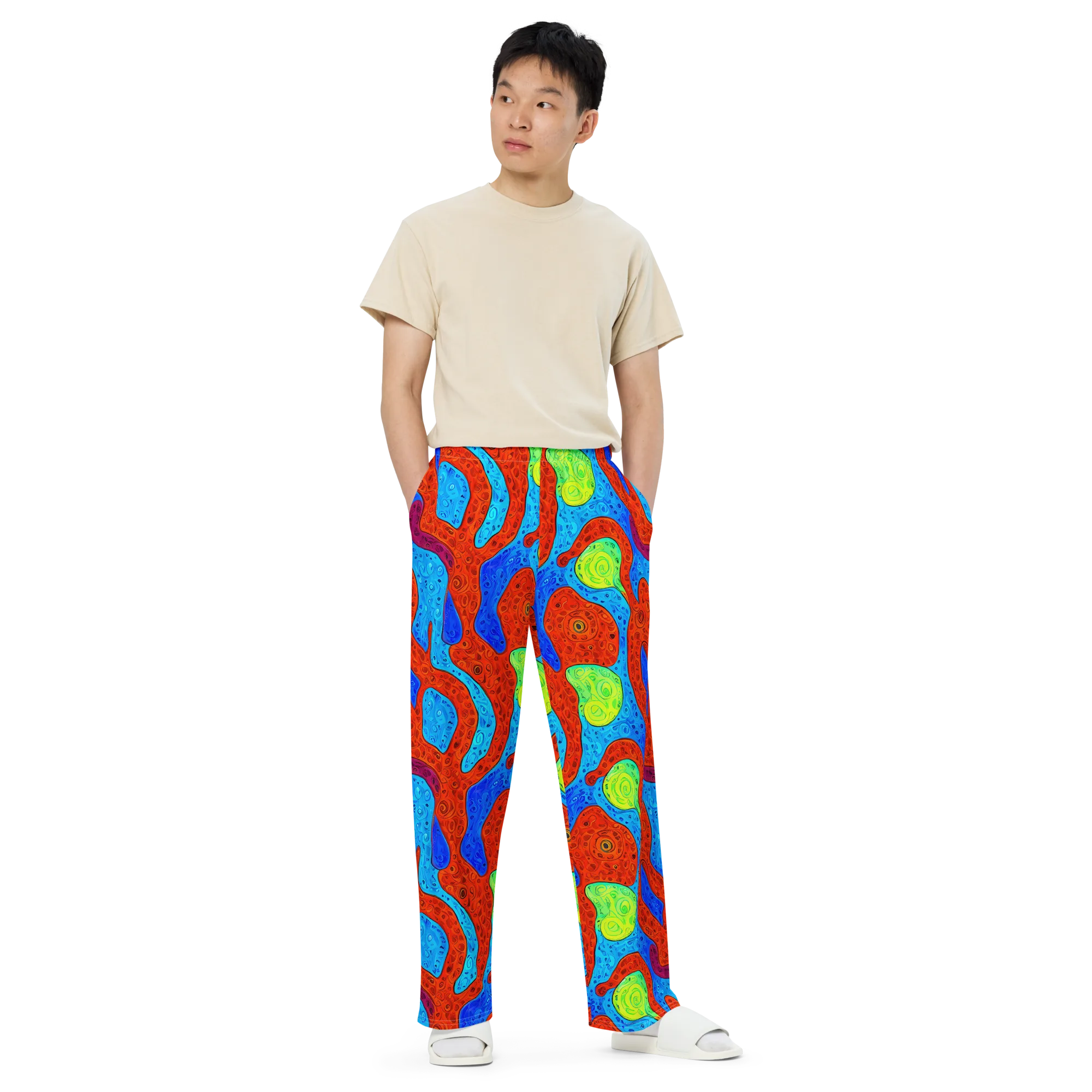 Amoeba Arcade on Wide-Leg Pants — Front