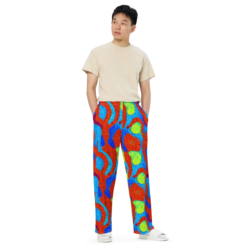 Amoeba Arcade on Wide-Leg Pants — Front