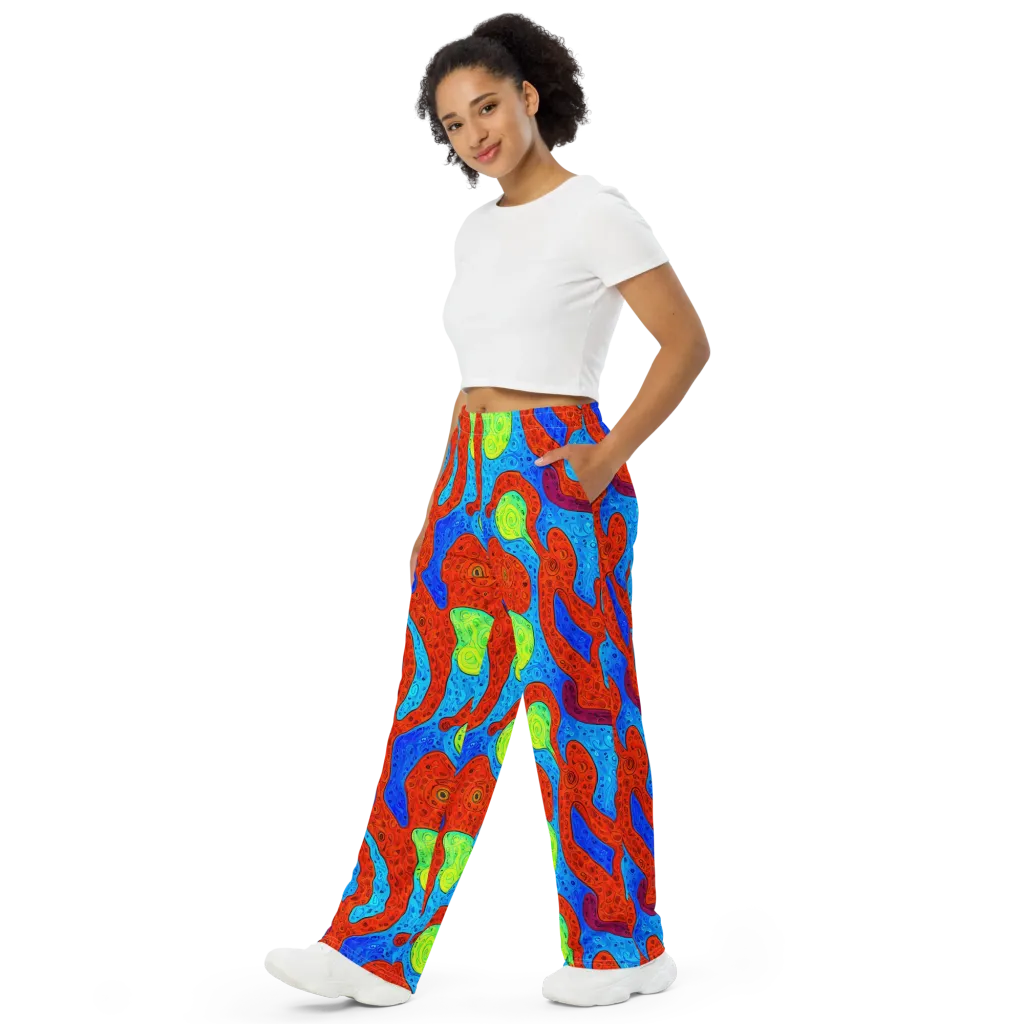 Amoeba Arcade on Wide-Leg Pants — Left Front