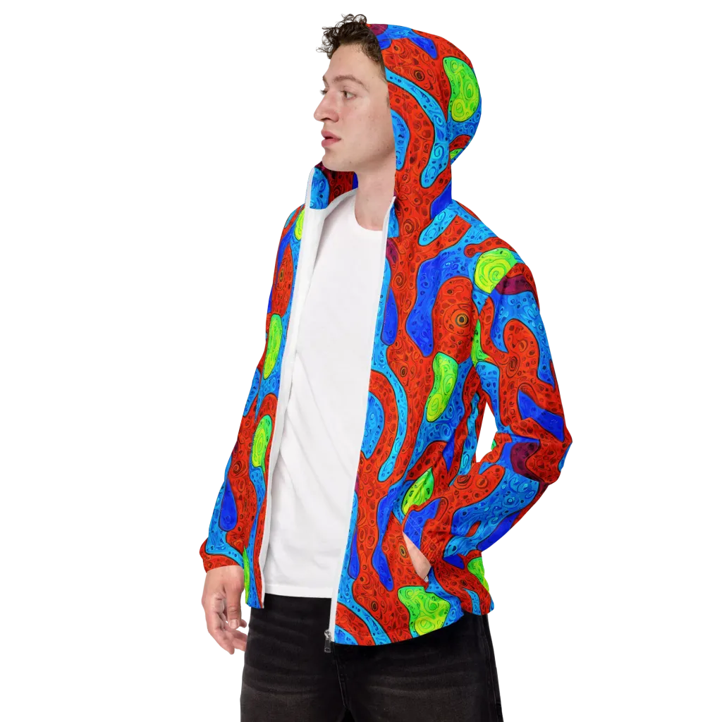 Amoeba Arcade on Men's Windbreaker — Left Front