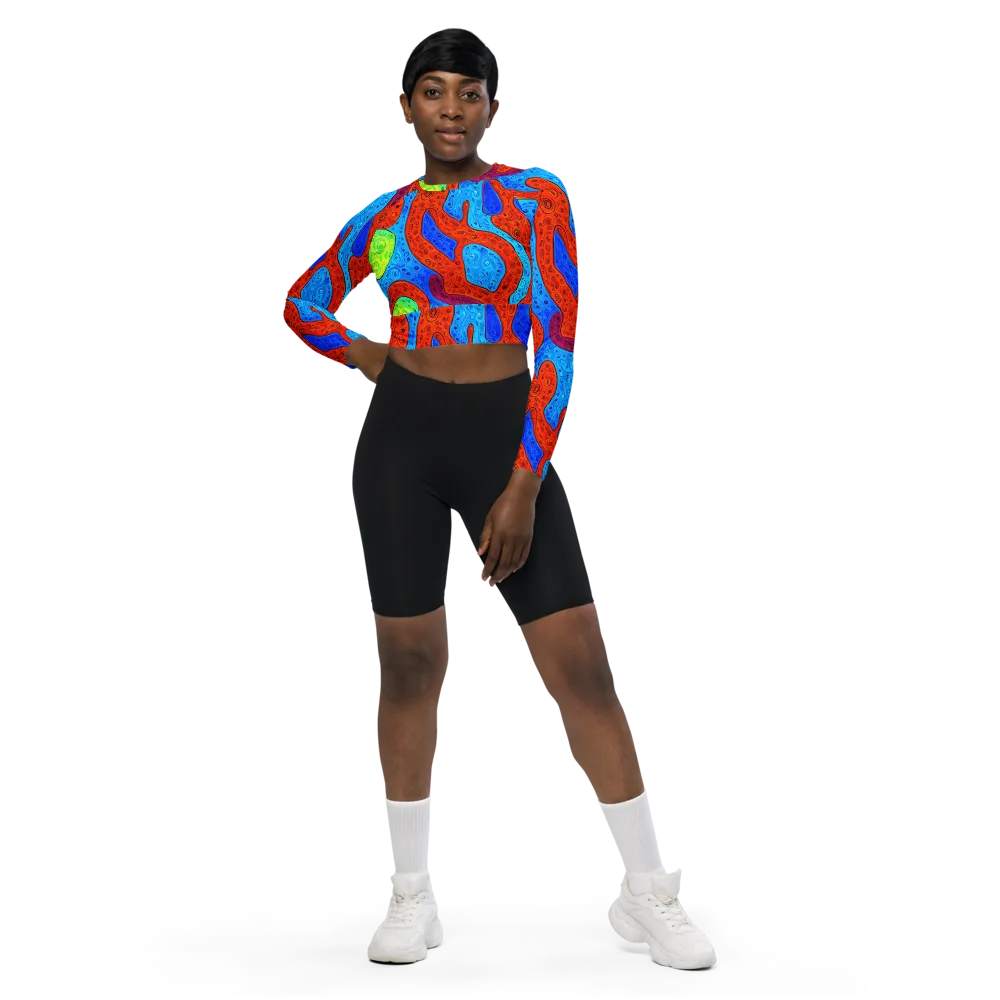 Amoeba Arcade on Long Sleeve Crop Top — Front