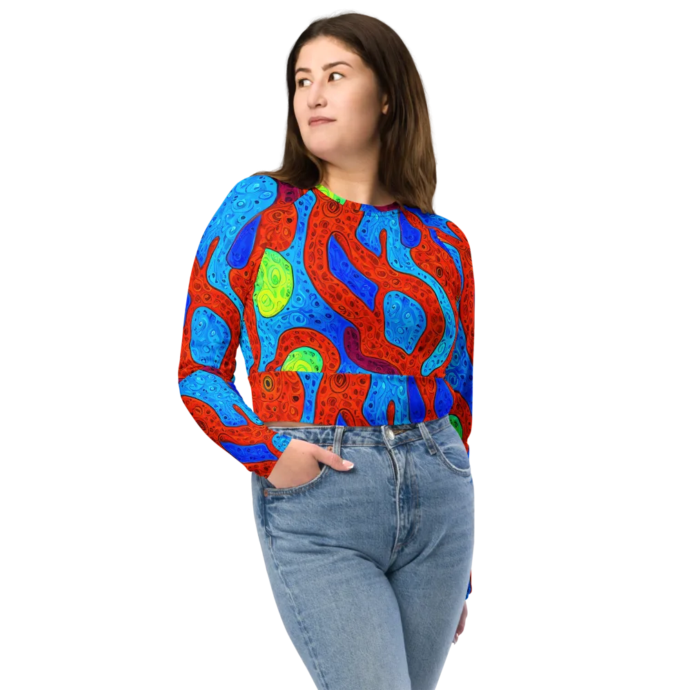 Amoeba Arcade on Long Sleeve Crop Top — Front