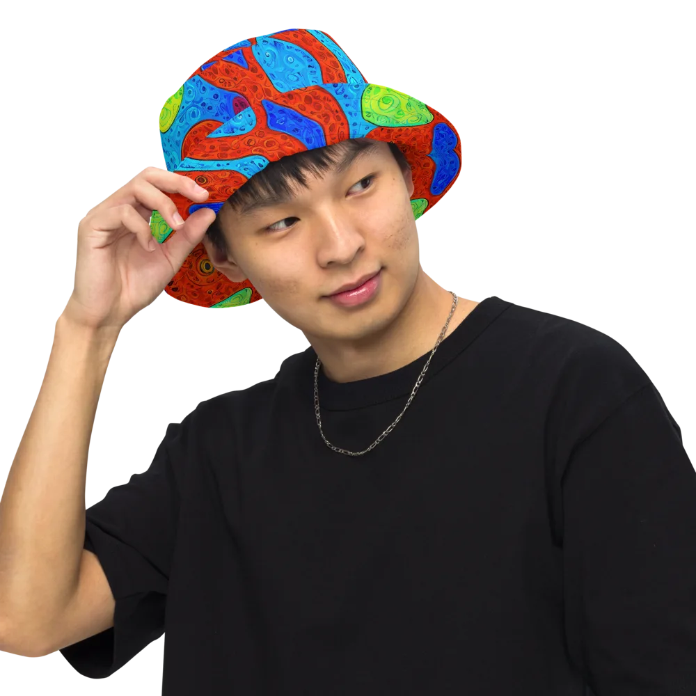 Amoeba Arcade on Reversible Bucket Hat — Front Inside